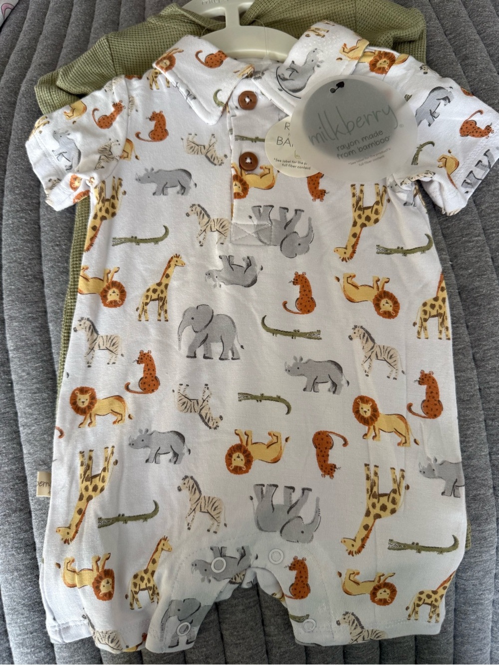 Milkberry Baby Romper with Safari Animal Print
